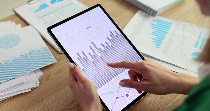 Analyze data graph and dashboard on tablet