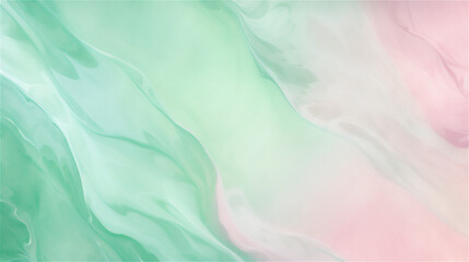 Fototapeta na wymiar Serene Pastel Flow :Combination of pastel mint and pink paint waves 