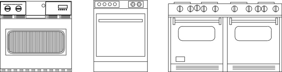 Vector sketch illustration of barbeque stove kitchen equipment design