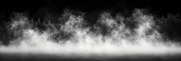Foto op Aluminium Isolated Fog Smoke Move On Black, Comic background, Background Banner © NIA4u