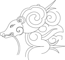 Vector sketch illustration of sacred logo design ornate traditional ethnic floral animal chinese symbol