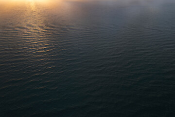 Aerial view of a sunset over the Mediterranean sea