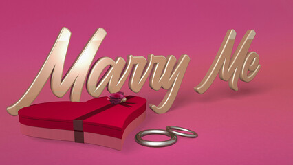 Marry me pink background with chocolate box and rings