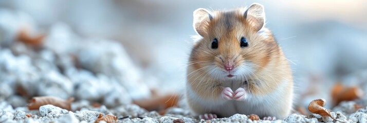 Syrian Hamster On White Background, Comic background, Background Banner