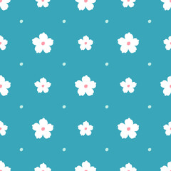 Seamless background with flowers and leaves. Simple floral pattern vector.