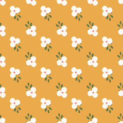 Seamless cute flower pattern. Simple floral pattern vector.