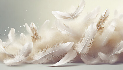 Pióra ptasie, pierze kolorowe, puszyste, tapeta dekoracja, generative ai © Elżbieta Kaps