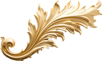 Gold Acanthus isolated on transparent background. PNG - obrazy, fototapety, plakaty