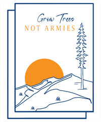 Grow trees sunset t-shirt design, vector t-shirt 