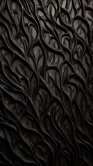 Fotobehang Motif organiques rappelant des alvéoles d'une créature extra-terrestre ou du cuir, couleur noir et mat © Leopoldine