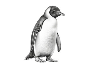 The Elegance of Adelie Penguins in Black and White Isolated on Transparent Background PNG.