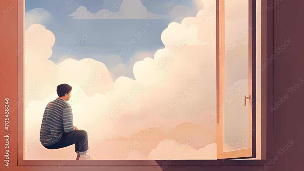 Poster a student looking out a window reflecting on the thoughts and emotions of being disconnected from th