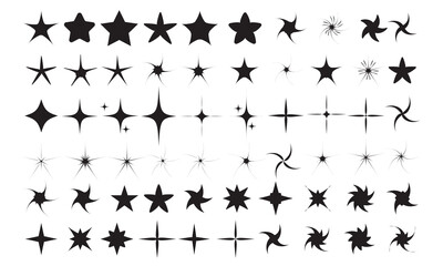 Set of star shapes. futuristic sparkle icons collection. Abstract cool shine effect sign vector design. Templates for design, posters, projects, banners, logo, and business cards.