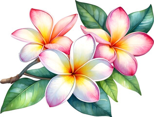 Fototapeta premium Watercolor painting of Plumeria flower. 