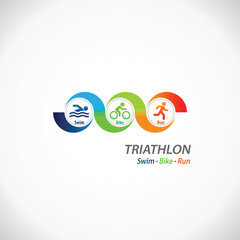 Triathlon swim bike run fitness symbol infographic