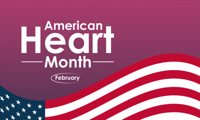 American Heart Month design observed every year in month of february. Vector health banner, flyer, poster and social medial template design.