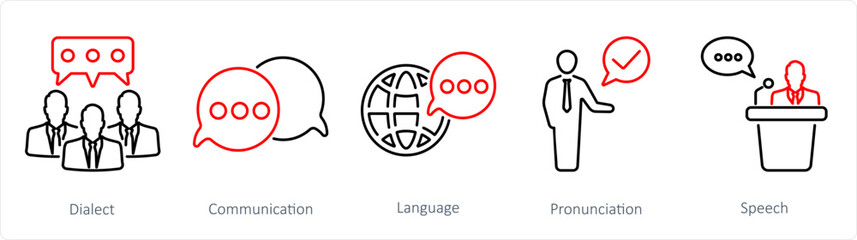 A set of 5 Language icons as dialect, communication, language - obrazy, fototapety, plakaty