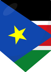 South Sudan flag pennant 3D cartoon style.