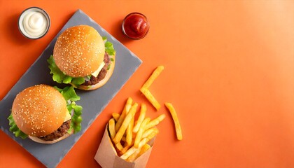 burger with tomato and fries