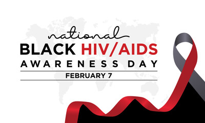 Black HIV/AIDS Awareness Day observed every year of 7th february. Vector health banner, flyer, poster and social medial template design. - obrazy, fototapety, plakaty