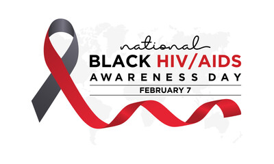 Black HIV/AIDS Awareness Day observed every year of 7th february. Vector health banner, flyer, poster and social medial template design.
