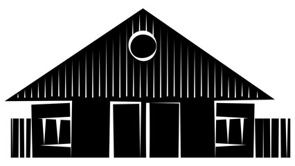 Silhouette farm barn or house isolated on white background. Rural clipart.