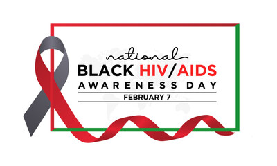 Black HIV/AIDS Awareness Day observed every year of 7th february. Vector health banner, flyer, poster and social medial template design. - obrazy, fototapety, plakaty