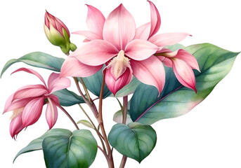 Watercolor painting of Medinilla flower. 