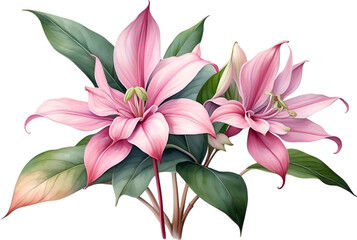 Fototapeta premium Watercolor painting of Medinilla flower. 