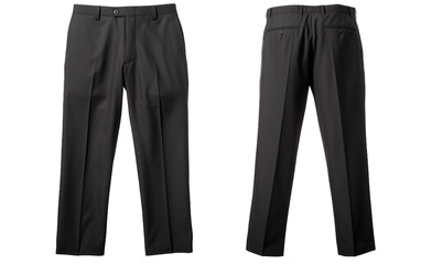 Black Straight Leg Formal Trousers for Timeless Style Isolated on Transparent Background PNG.