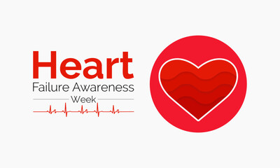 Heart Failure Awareness Week observed every year of february. Vector health banner, flyer, poster and social medial template design.