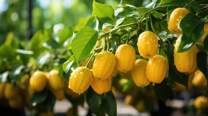 Fresh ripe star fruit on a tree in the garden