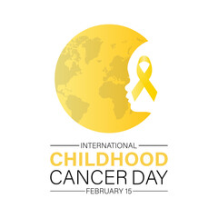 International Childhood Cancer Day observed every year on february 15. Vector health banner, flyer, poster and social medial template design.