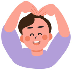 Boy and girl show each other heart signs on Valentine's Day. SVG