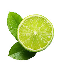 lime with mint leaves on transparent background