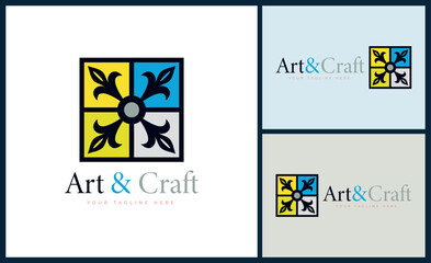 square ornament colourful modern art and craft logo template design 