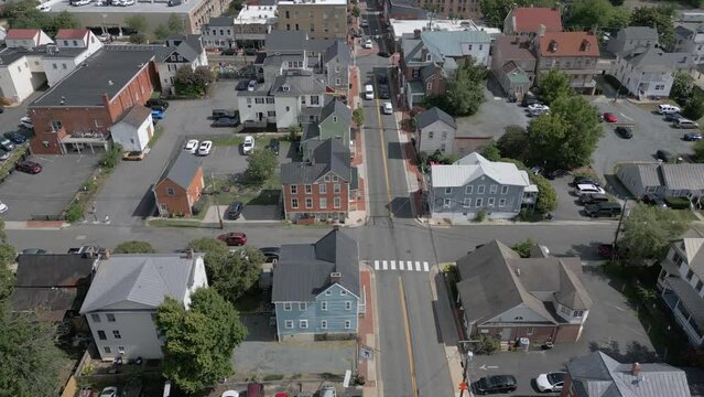 Downtown Leesburg Drone Flyover Aerial