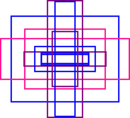 An abstract retro transparent concentric block shape design element
