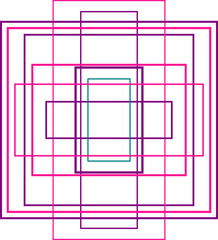 An abstract retro transparent concentric block shape design element