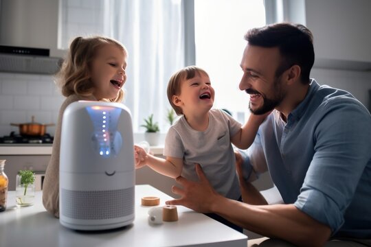 Family enjoying clean air at home