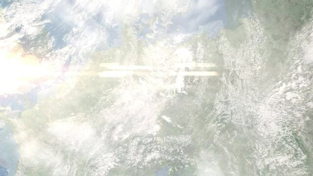 Zoom in from space and focus on Borna, Germany. 3D Animation. Background for travel intro. Elements of this image furnished by NASA.