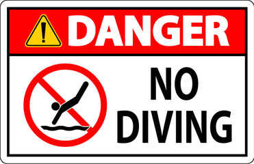 Swimming Pool Sign Danger No Diving