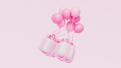 핑크 풍선과 선물 상자 Pink Balloons Gift Box