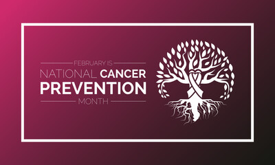 National Cancer Prevention Month observed every year in month of february. Vector health banner, flyer, poster and social medial template design.