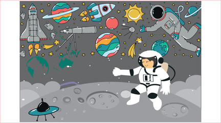 space room kids wallpaper design