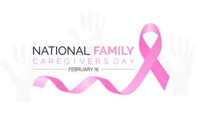 Obraz premium National Caregivers Day observed every year of 16th february, Vector health banner, flyer, poster and social medial template design.