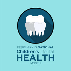 National Children’s Dental Health Month observed every year in month of february. Vector health banner, flyer, poster and social medial template design.