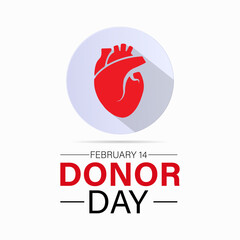 National Donor Day observed every year on february 14. Vector health banner, flyer, poster and social medial template design.