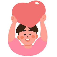 Boy and girl hold up their hearts and love letters to each other on Valentine's Day. SVG