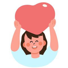 Boy and girl hold up their hearts and love letters to each other on Valentine's Day. SVG